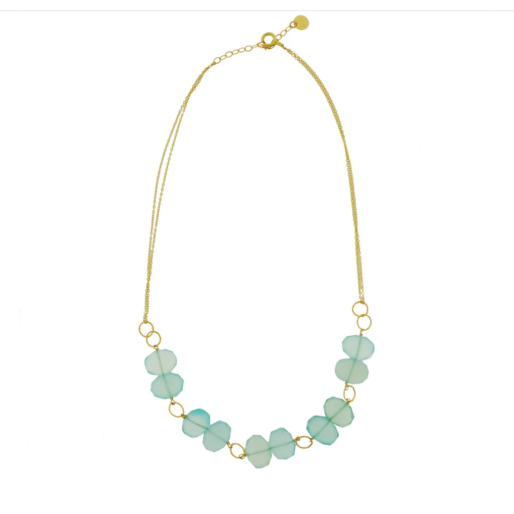 Mabel Chalcedony Stone 14k Gold Filled Chain Link Necklace